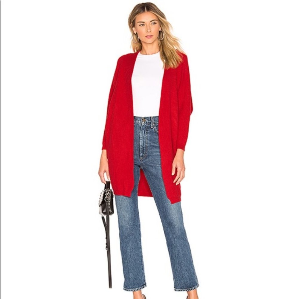 Lovers + Friends Ribbed Cardigan Deep Red Sz XS